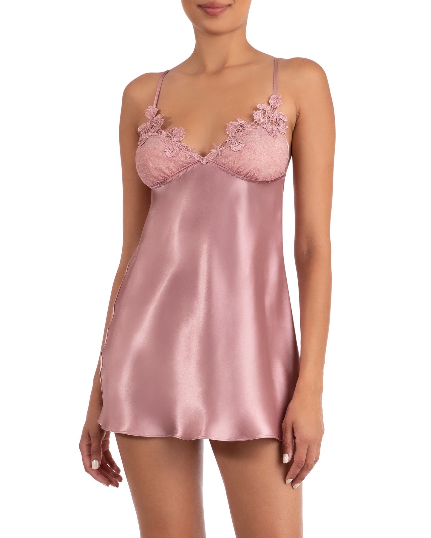 Camisón de satén In Bloom-Malva