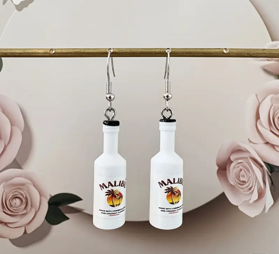 Resin Bottle Shaped Earrings-White
