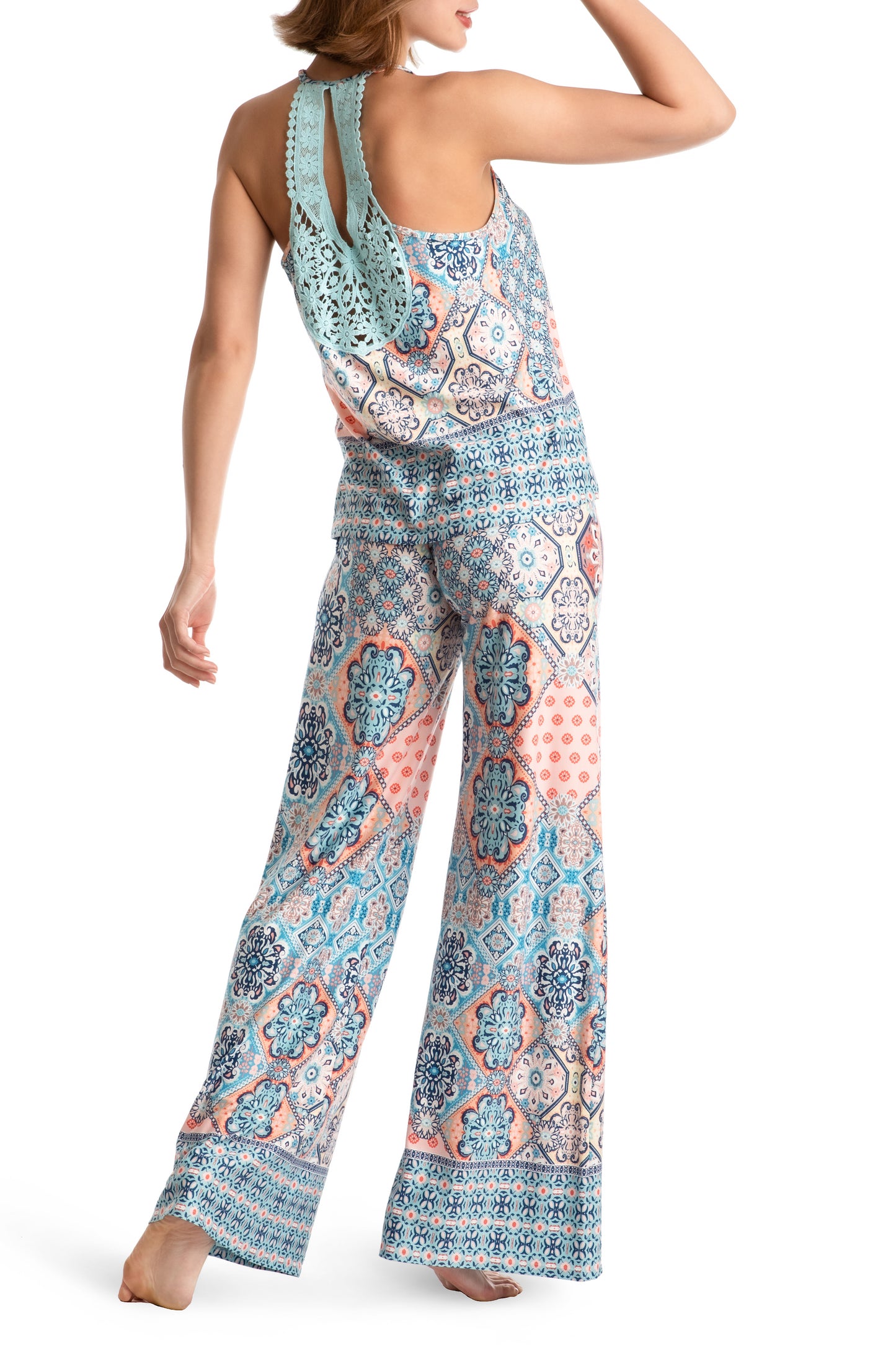 In Bloom Cami Pant Set-Aqua