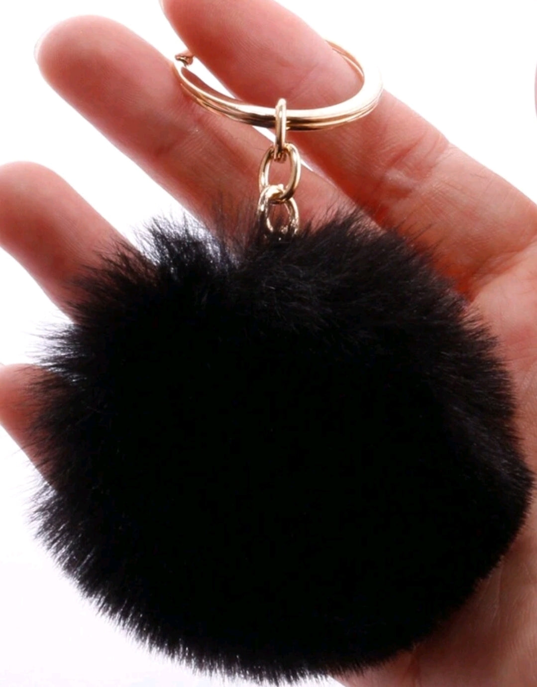 Pom Pom Keychain-Black