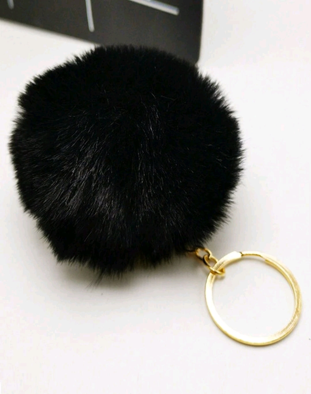 Pom Pom Keychain-Black