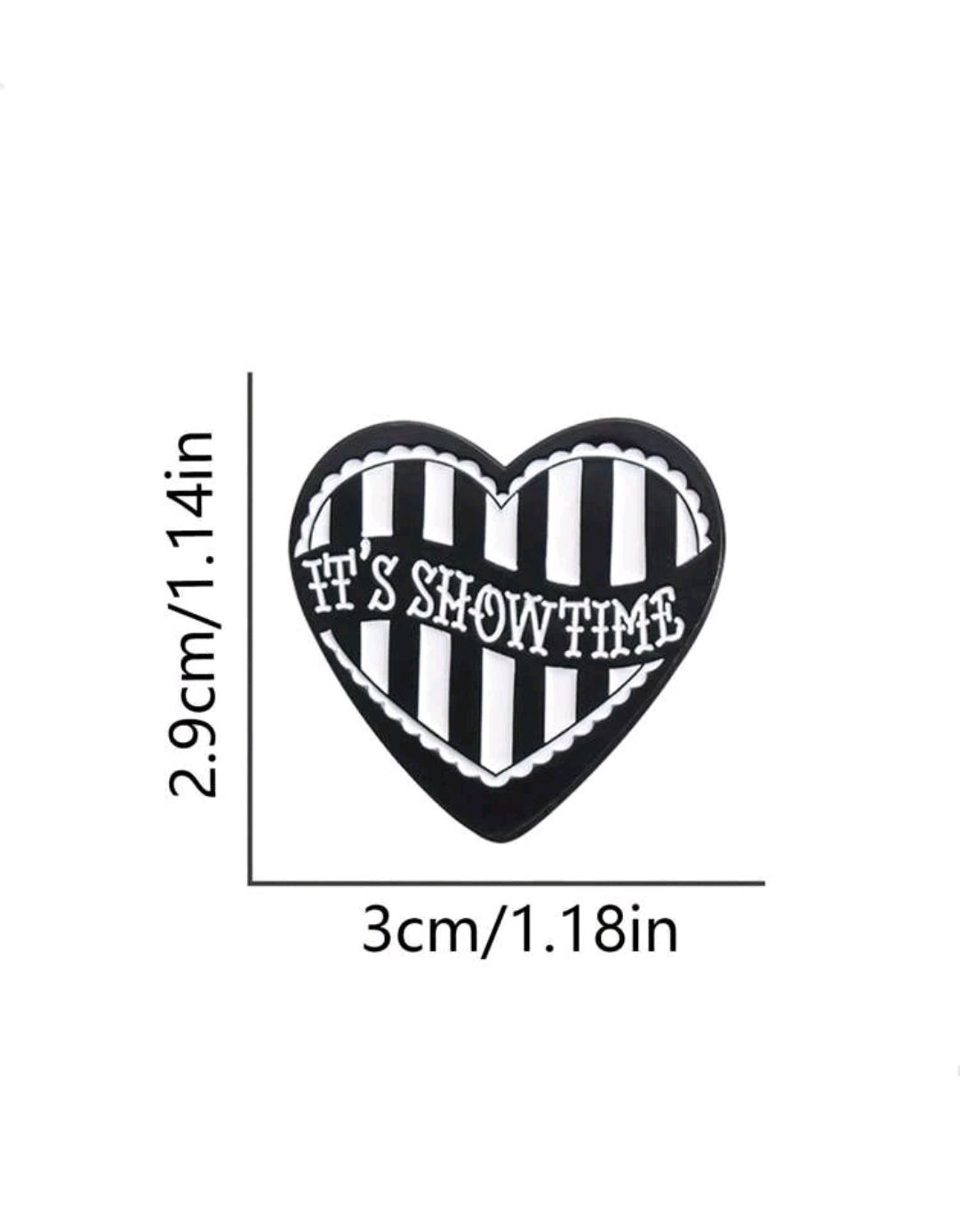 It's Showtime Pin- Black & White Striped