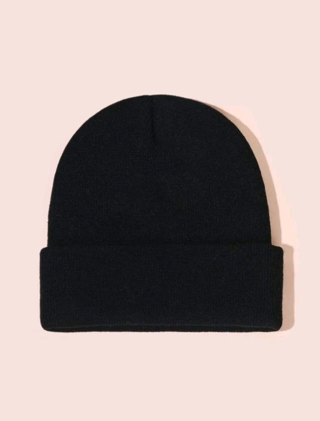 Embroidered Duck Knit Beanie-Black