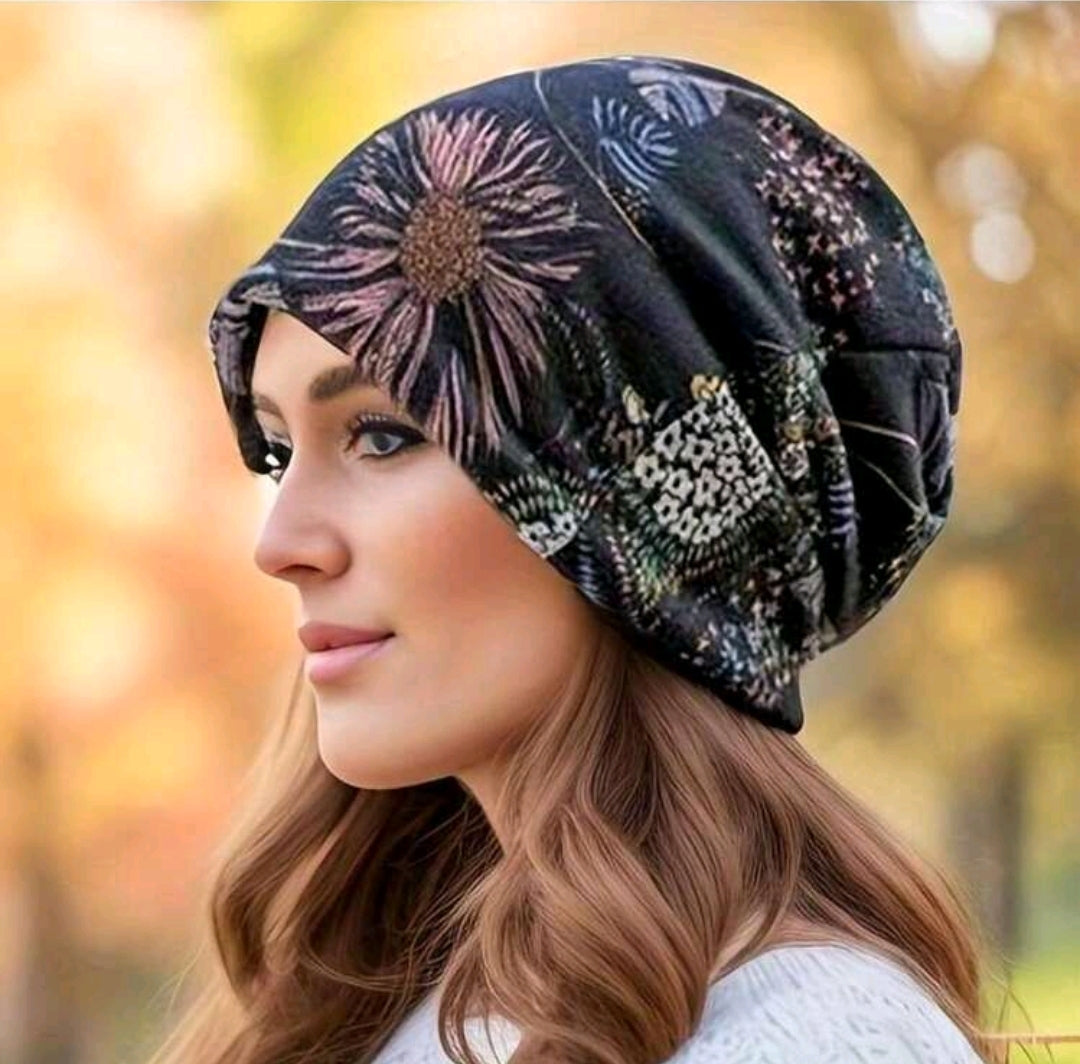 Boho Printed Slouchy Beanie