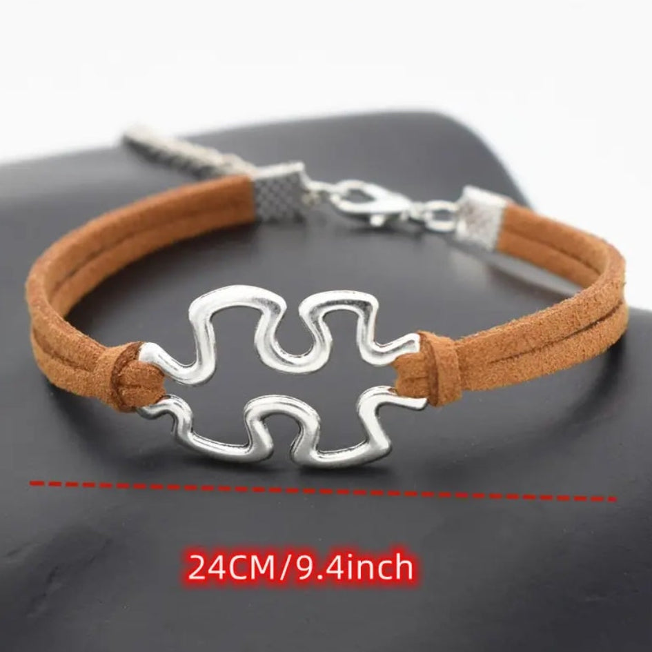 Autism Awareness Clasp Bracelet-Brown