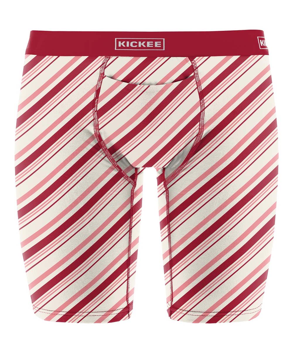 KicKee Men's Long Boxers with Top Fly-Candy Cane Stripes