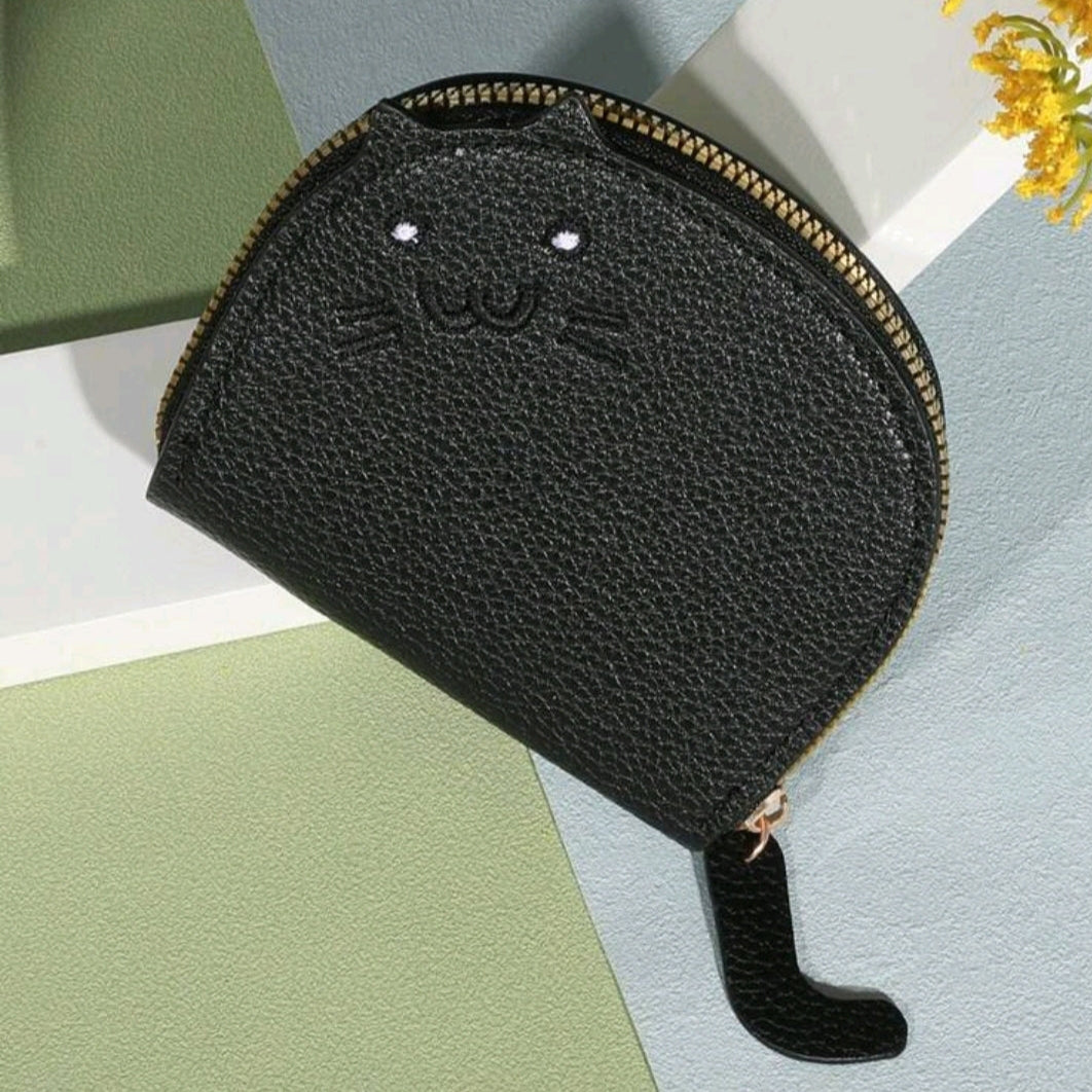 Cartoon Cat Shaped Wallet-Black