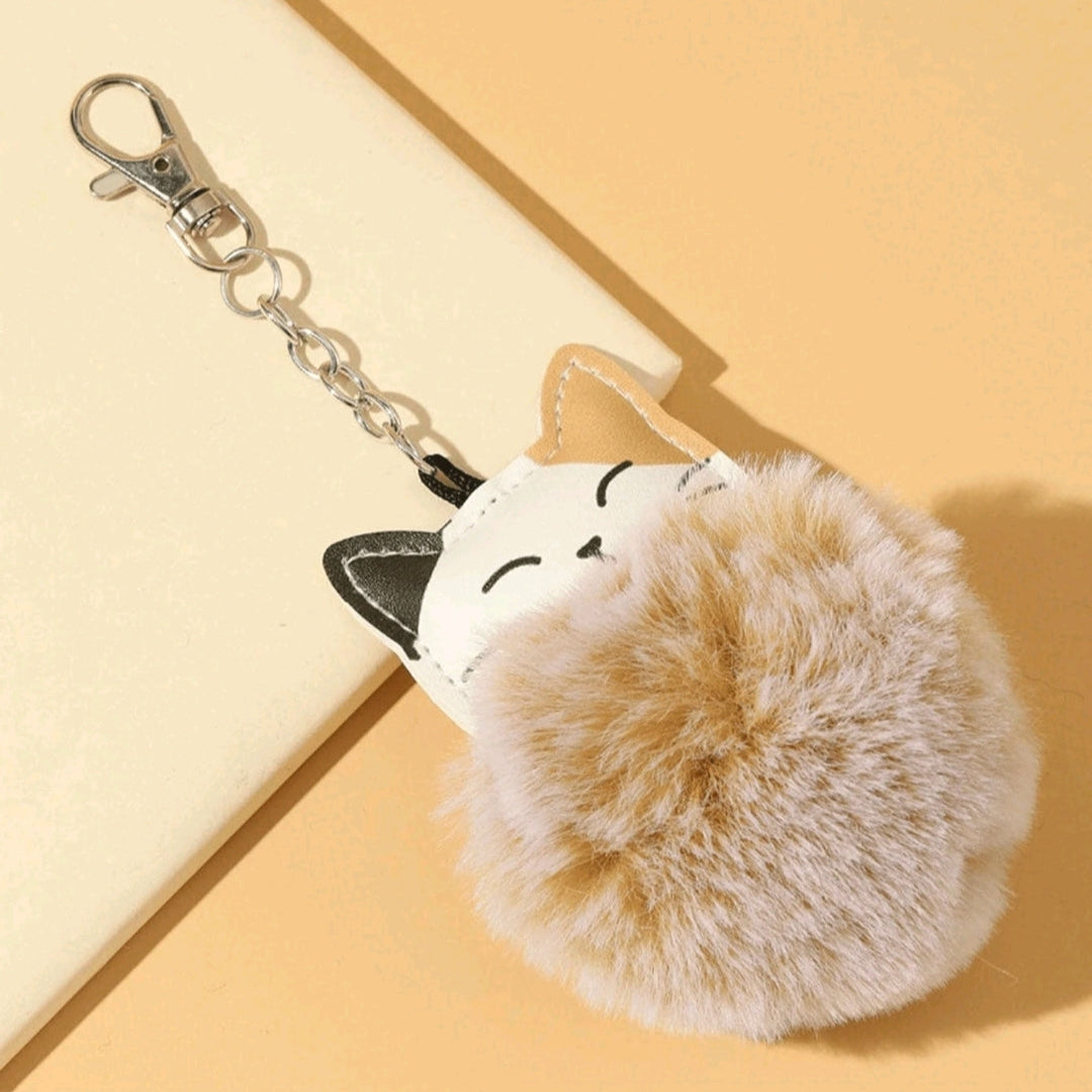 Cat Pom Pom Keychain