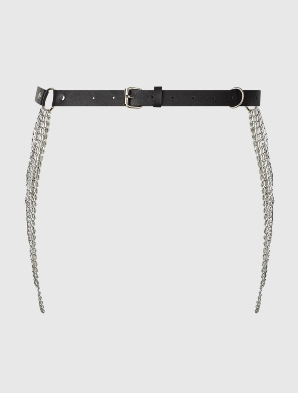 Chain & Leather-Like Draped Garter
