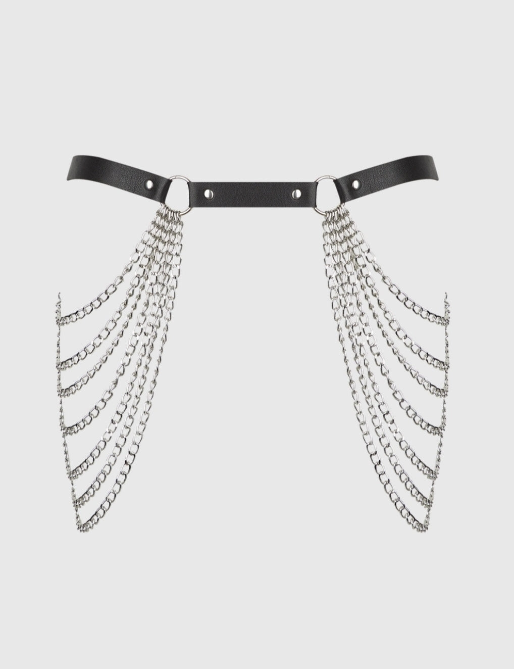 Chain & Leather-Like Draped Garter