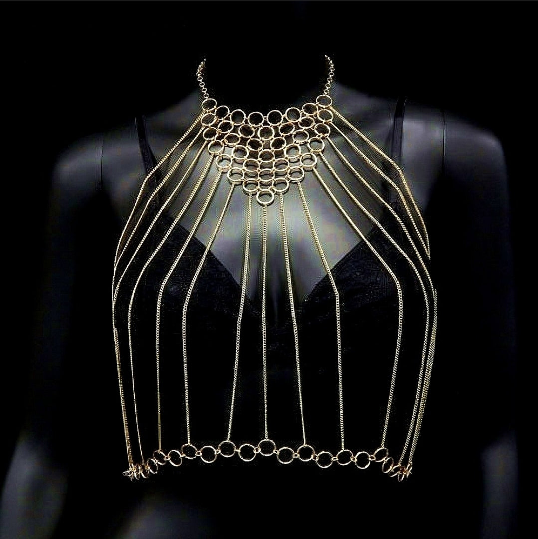 Crop Top Multilayered Gold Body Chain