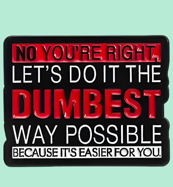 No You're Right Let's Do It The Dumbest Way Possible Pin