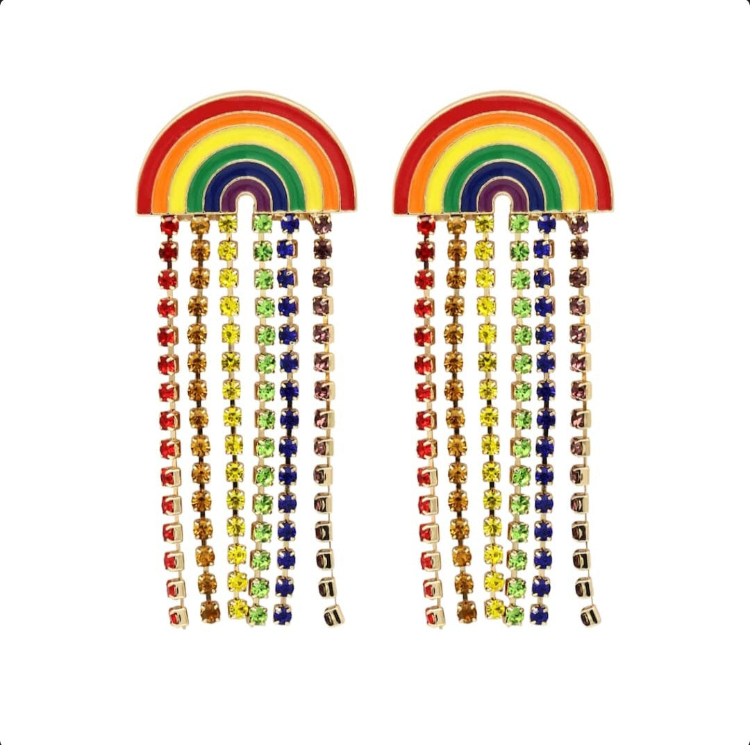 Pride Rhinestone Rainbow Earrings