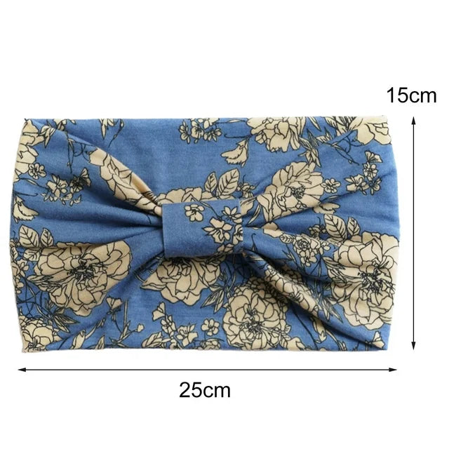 Floral Boho Knot Headband-Blue