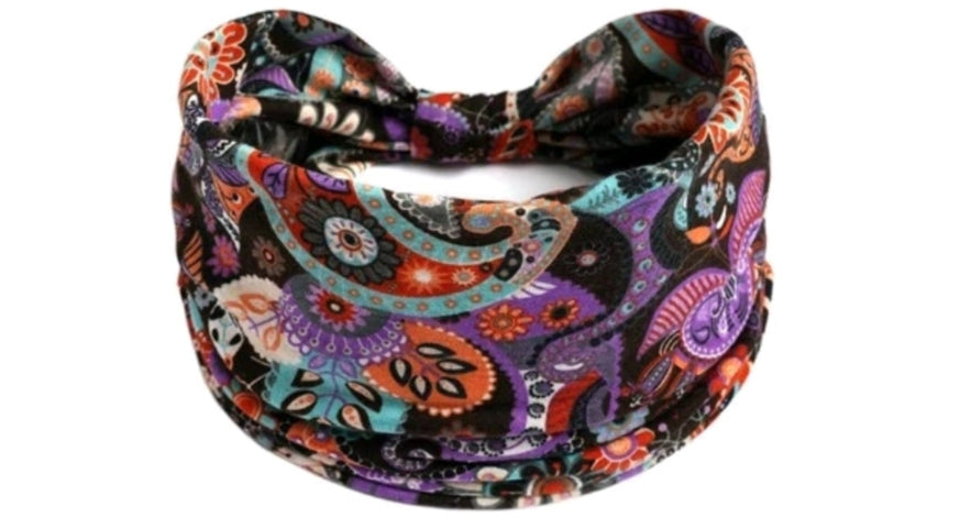 Floral Print Boho Headband-Purple