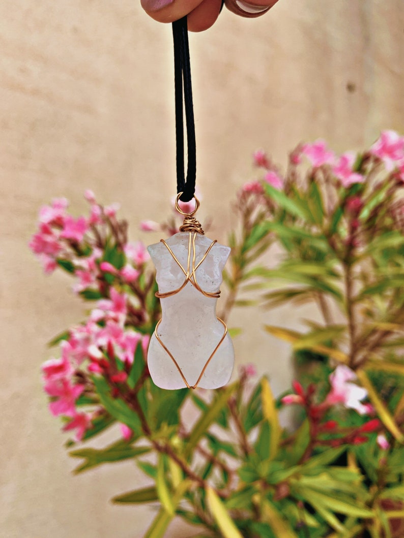 Natural Crystal Quartz Goddess Pendant Necklace-Clear