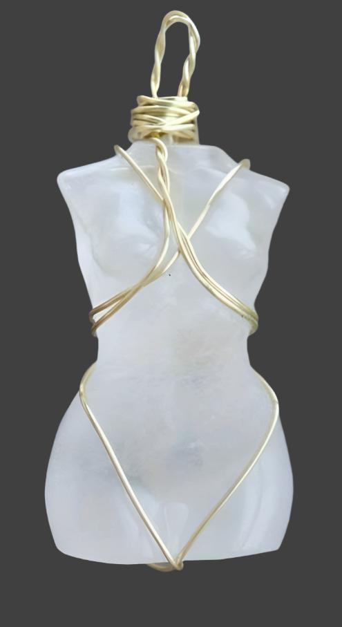 Natural Crystal Quartz Goddess Pendant Necklace-Clear