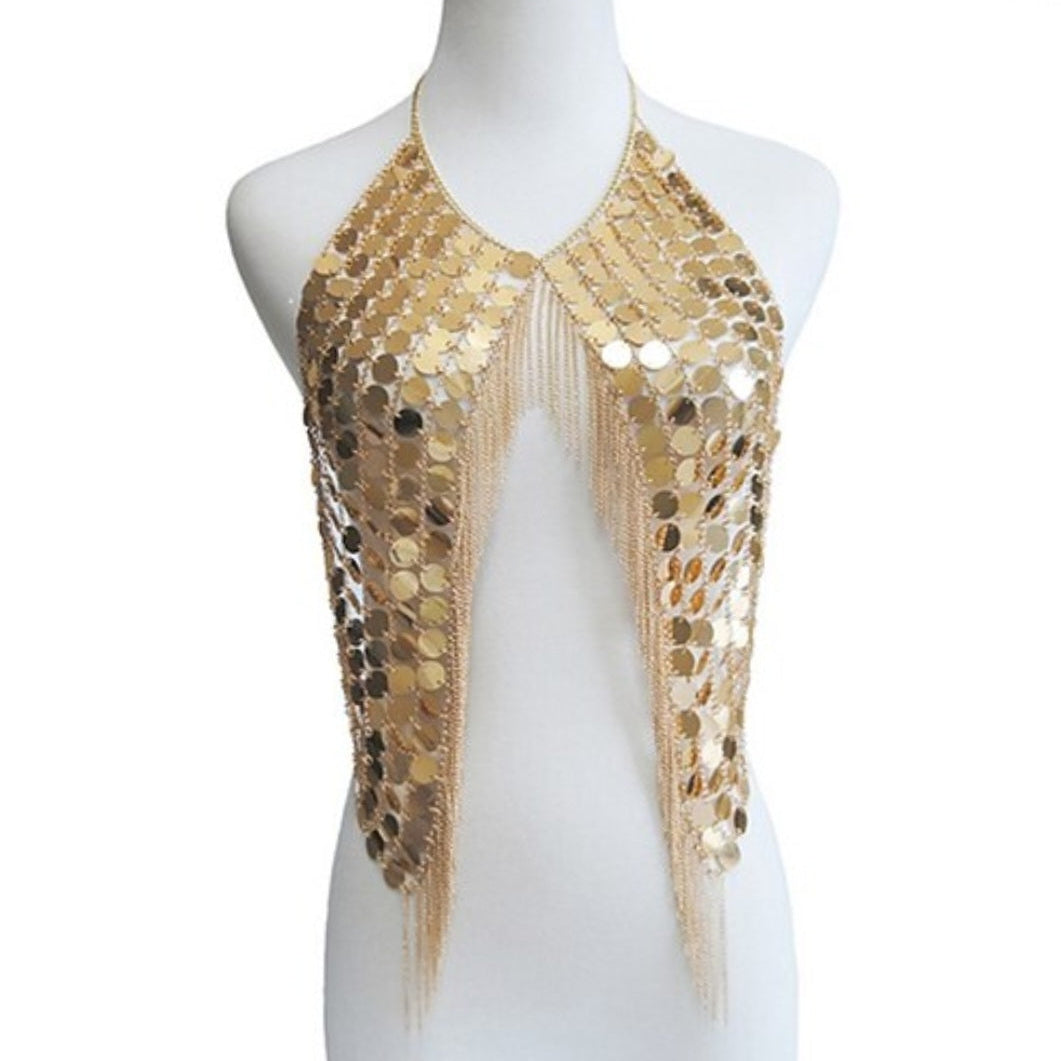 Metallic Backless Disc Top-Gold