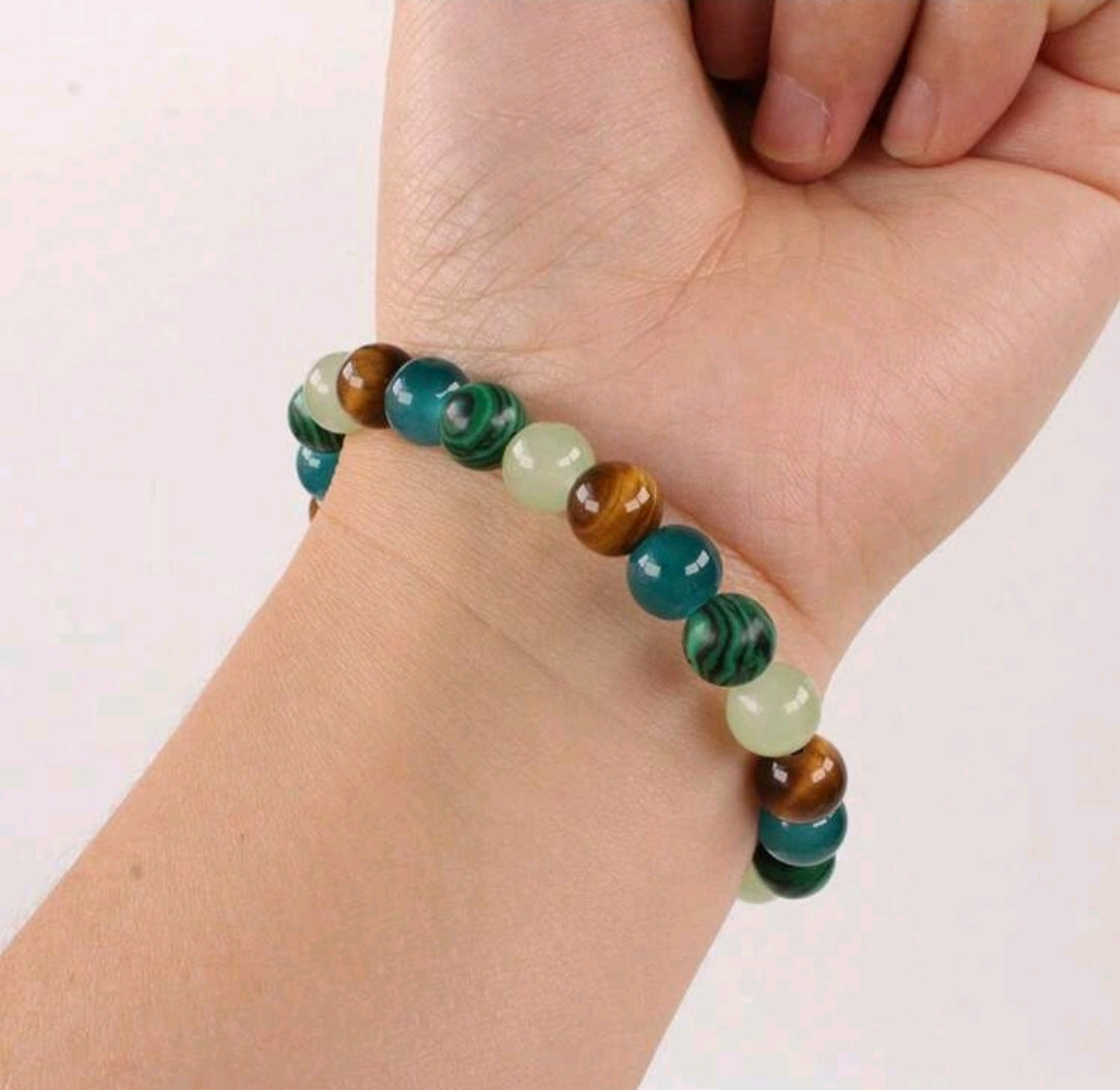 Multicolor Natural Stone Tigers Eye Beaded Bracelet