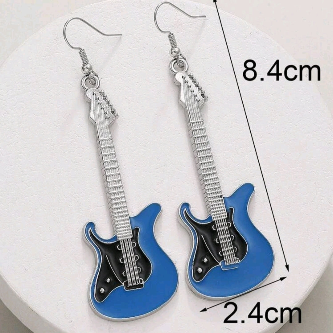 Guitar Shaped Earrings-Blue
