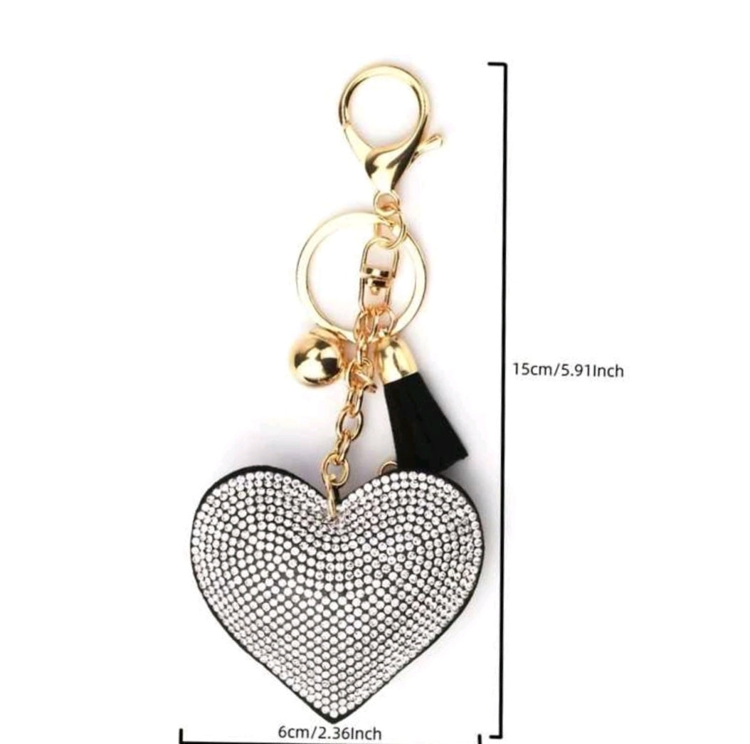Rhinestone Heart Keychain
