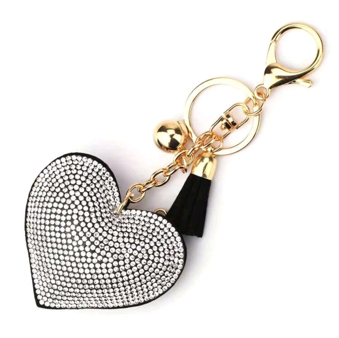 Rhinestone Heart Keychain