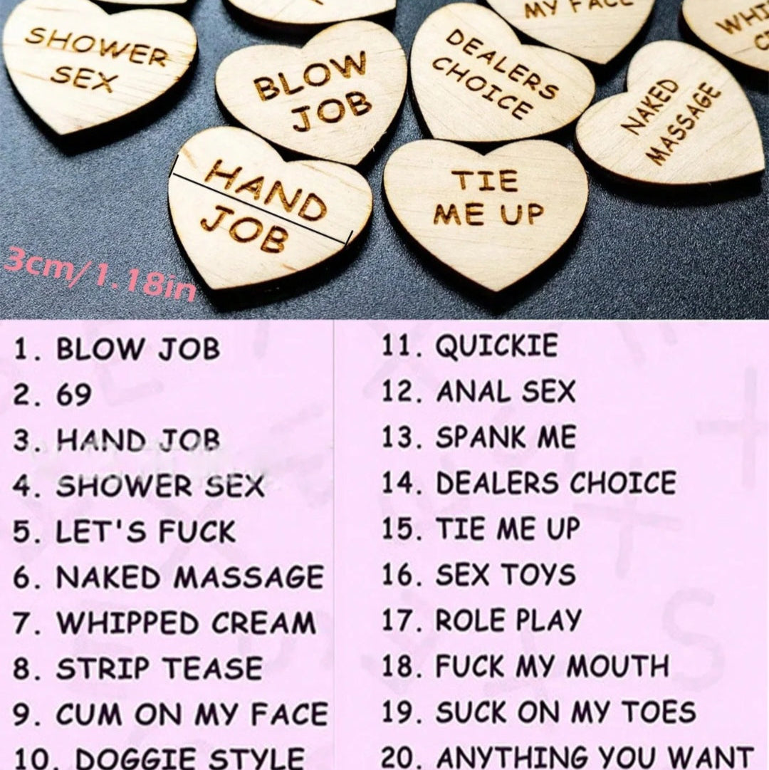 Couples Bedroom Flirting 20 Piece Wooden Game-Heart