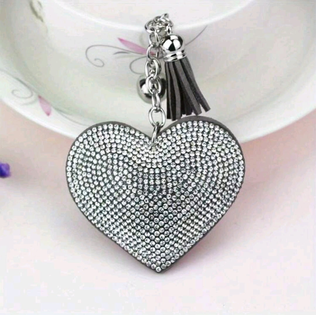 Rhinestone Heart Keychain