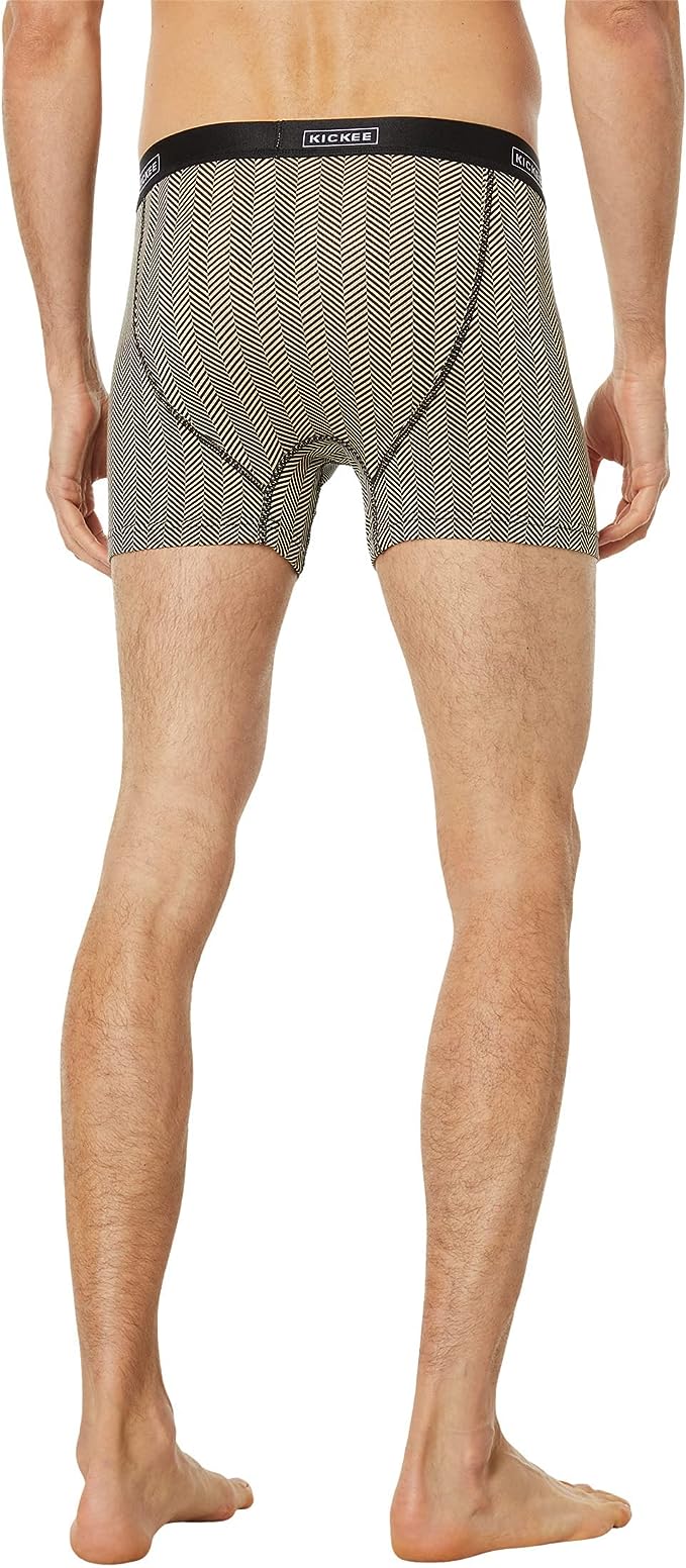 KicKee Men's Long Boxers with Top Fly-Herringbone