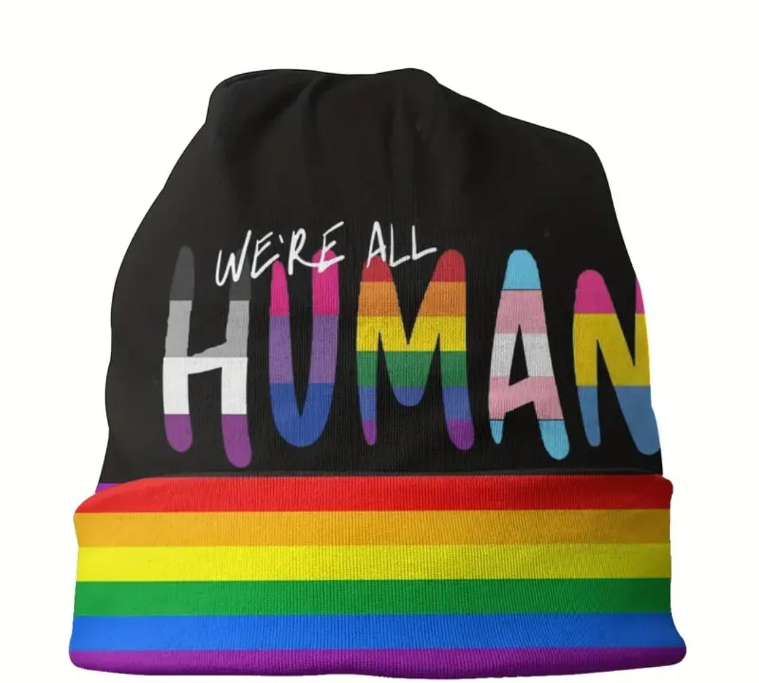 We're All Human Rainbow Pride Beanie