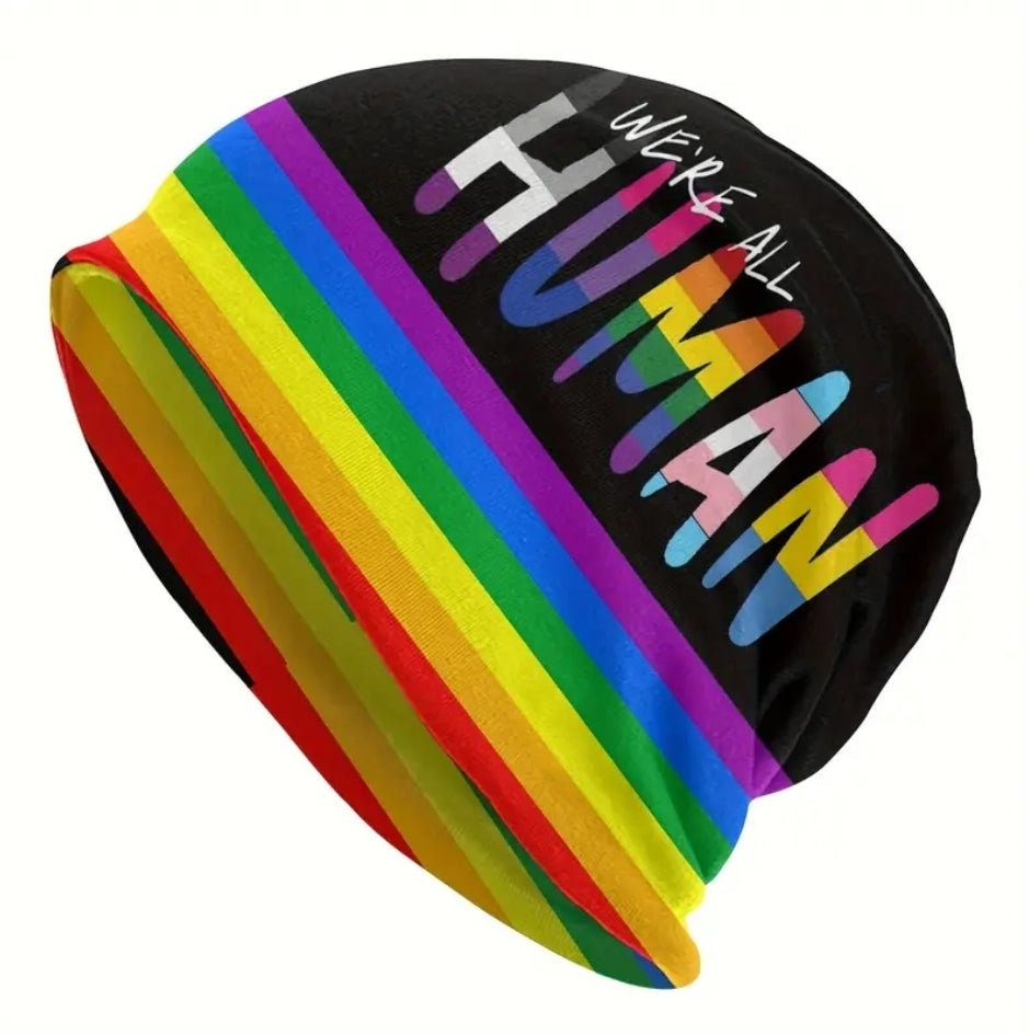 We're All Human Rainbow Pride Beanie