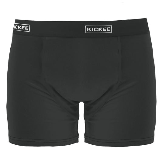 Kickee Calzoncillos tipo bóxer sólidos para hombre, color negro