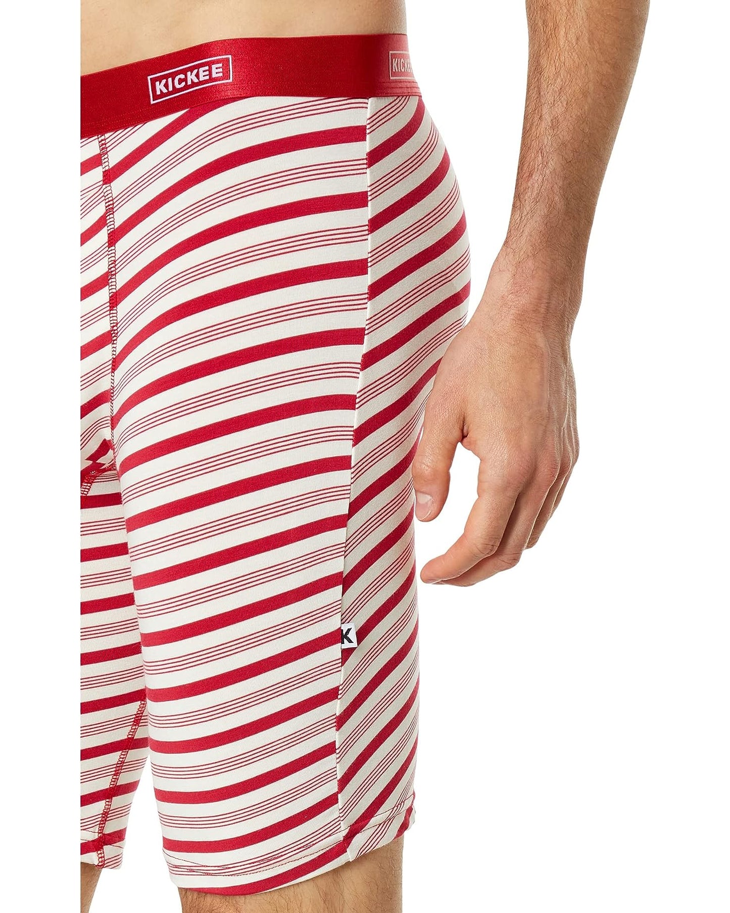 KicKee Men's Long Boxers with Top Fly-Candy Cane Stripes
