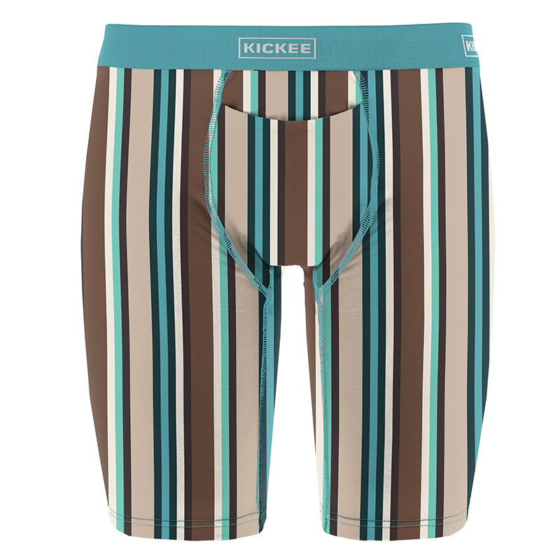 KicKee Men's Long Boxers with Top Fly-Dad's Tie Stripe