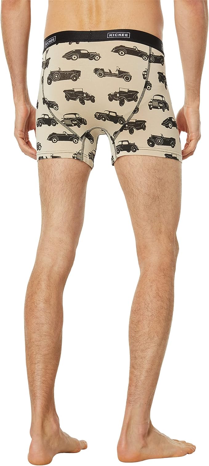 KicKee Men's Long Boxers with Top Fly-Vintage Cars