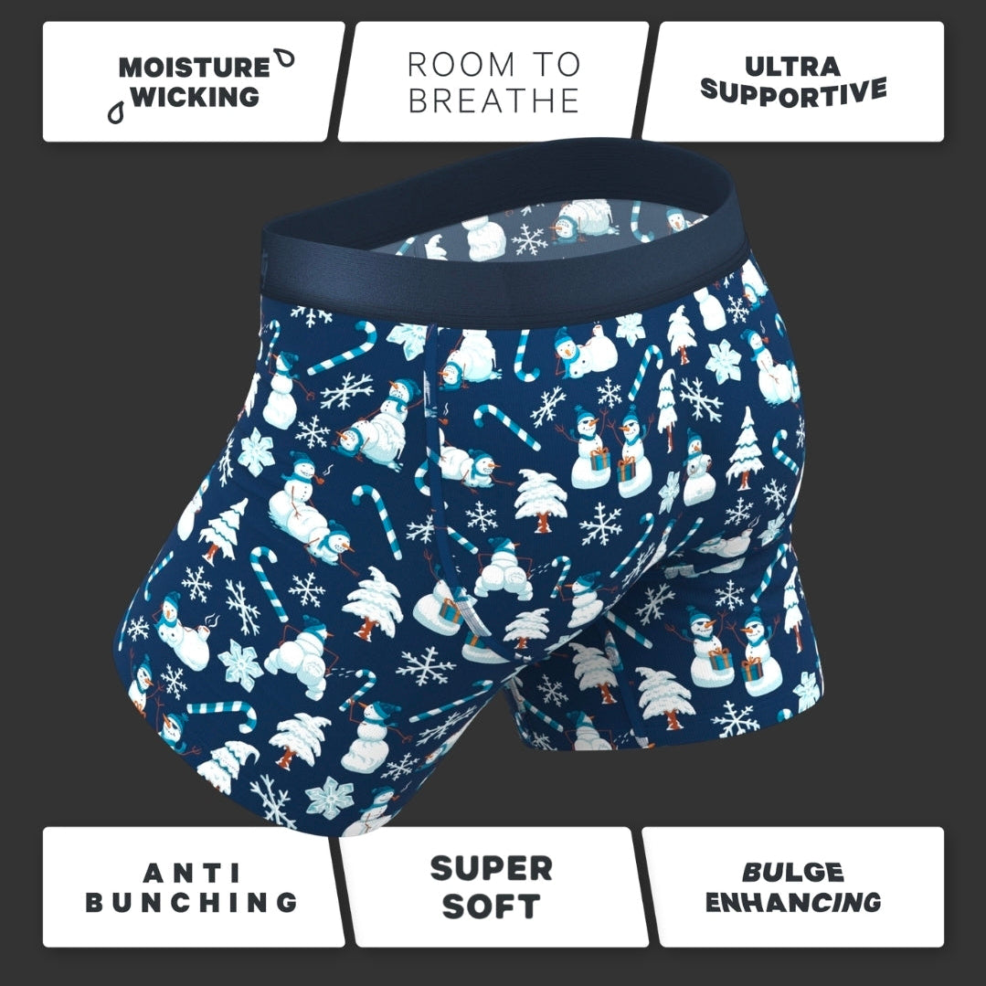 Naughty Snowmen Ball Hammock Pouch Underwear with Fly