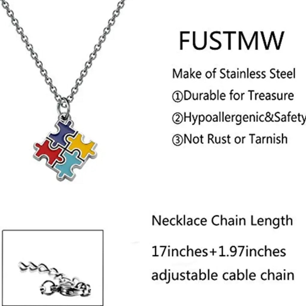 Autism Awareness Puzzle Necklace