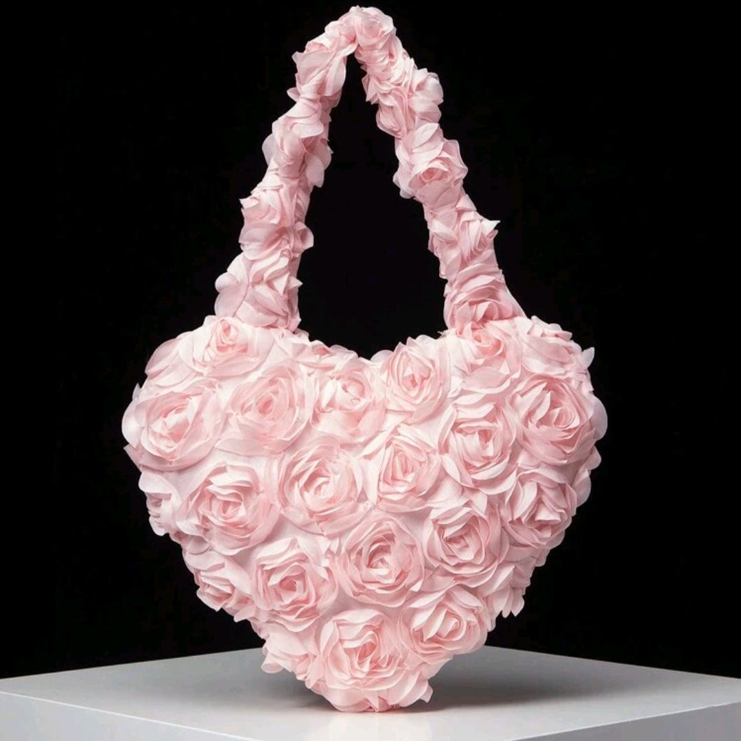 Elegant Rose Patterned Handbag-Pink