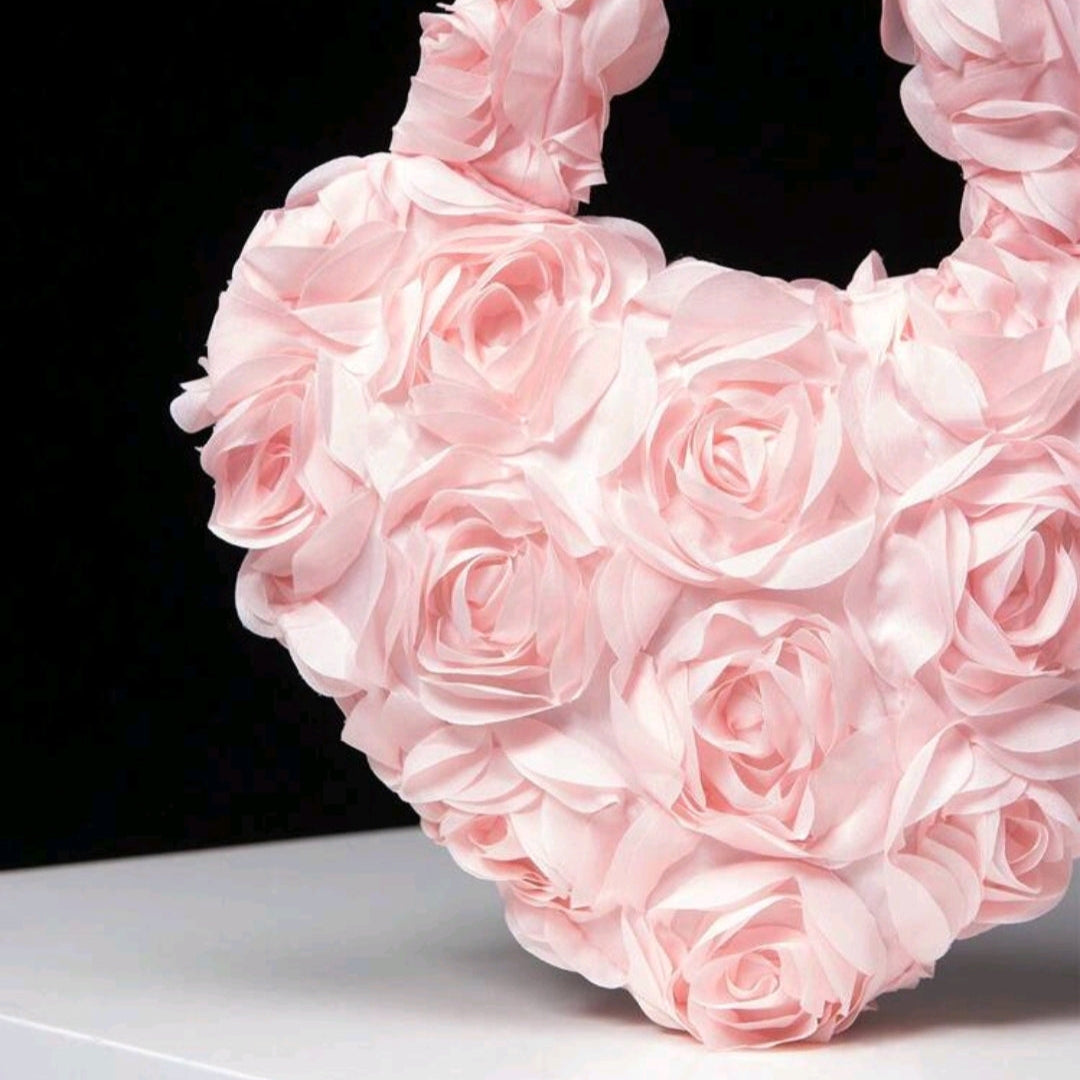 Elegant Rose Patterned Handbag-Pink