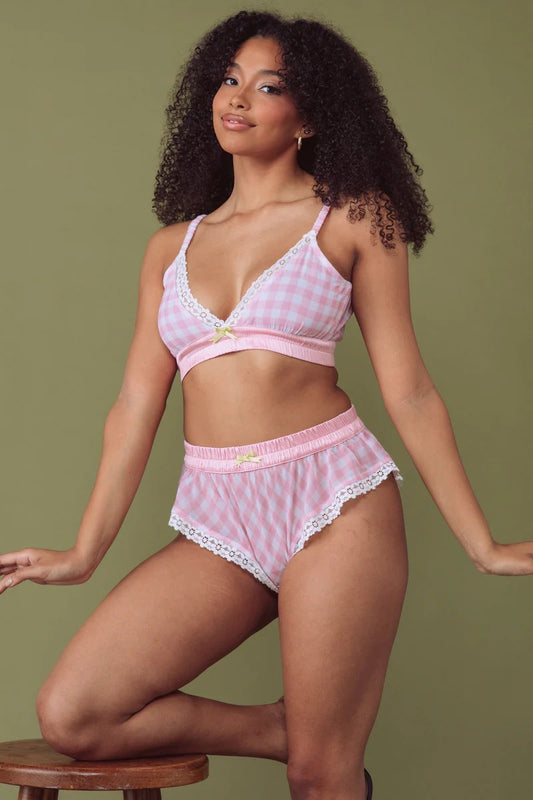 Kilo Brava Chiffon Pink and White Gingham Hot Pants