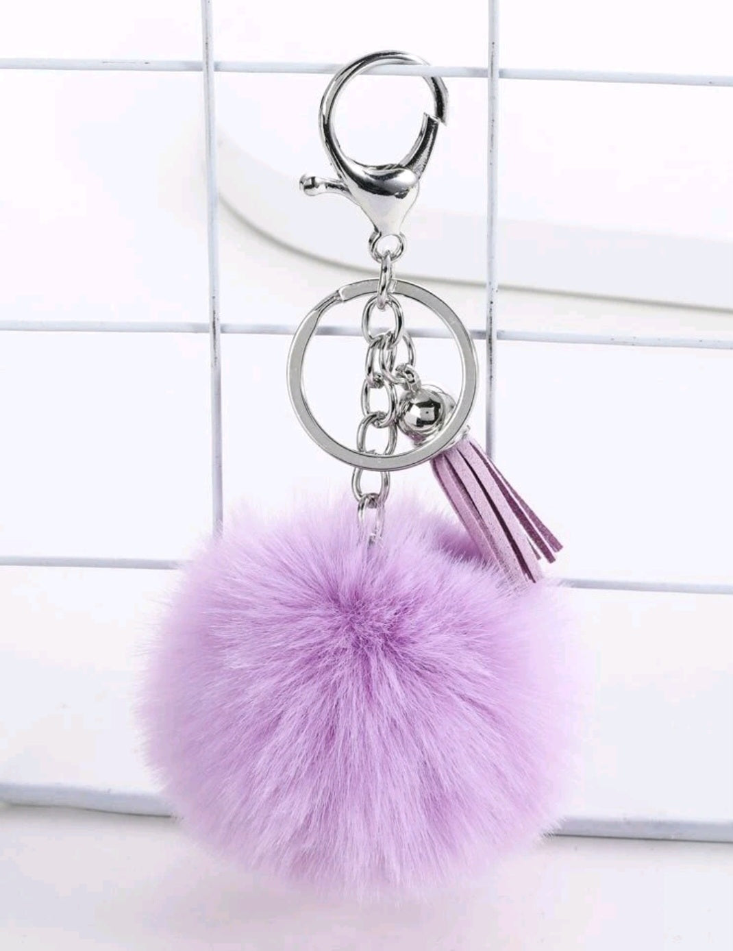 Pom Pom Keychain-Purple