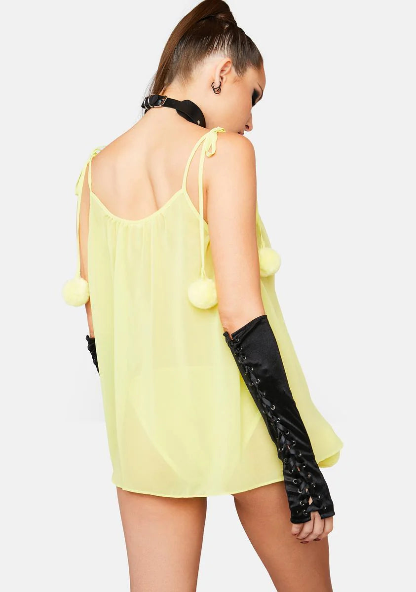 Bettie Page Chemise Chartreuse Top