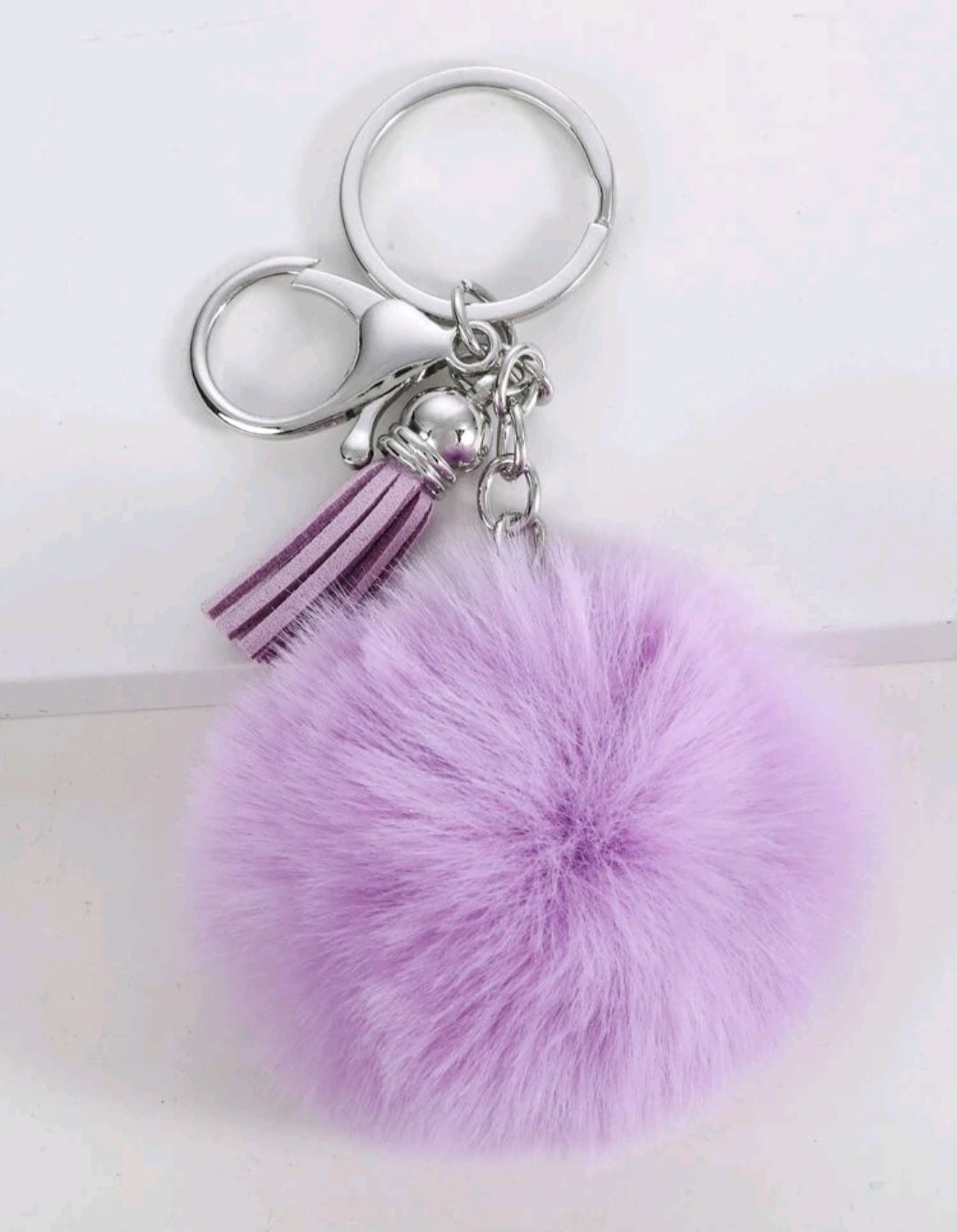 Pom Pom Keychain-Purple