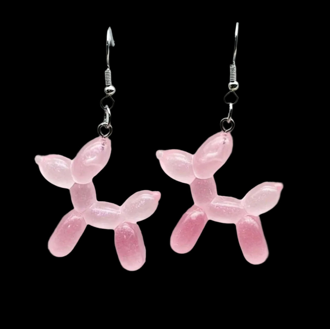 Balloon Dog Earrings-Pink