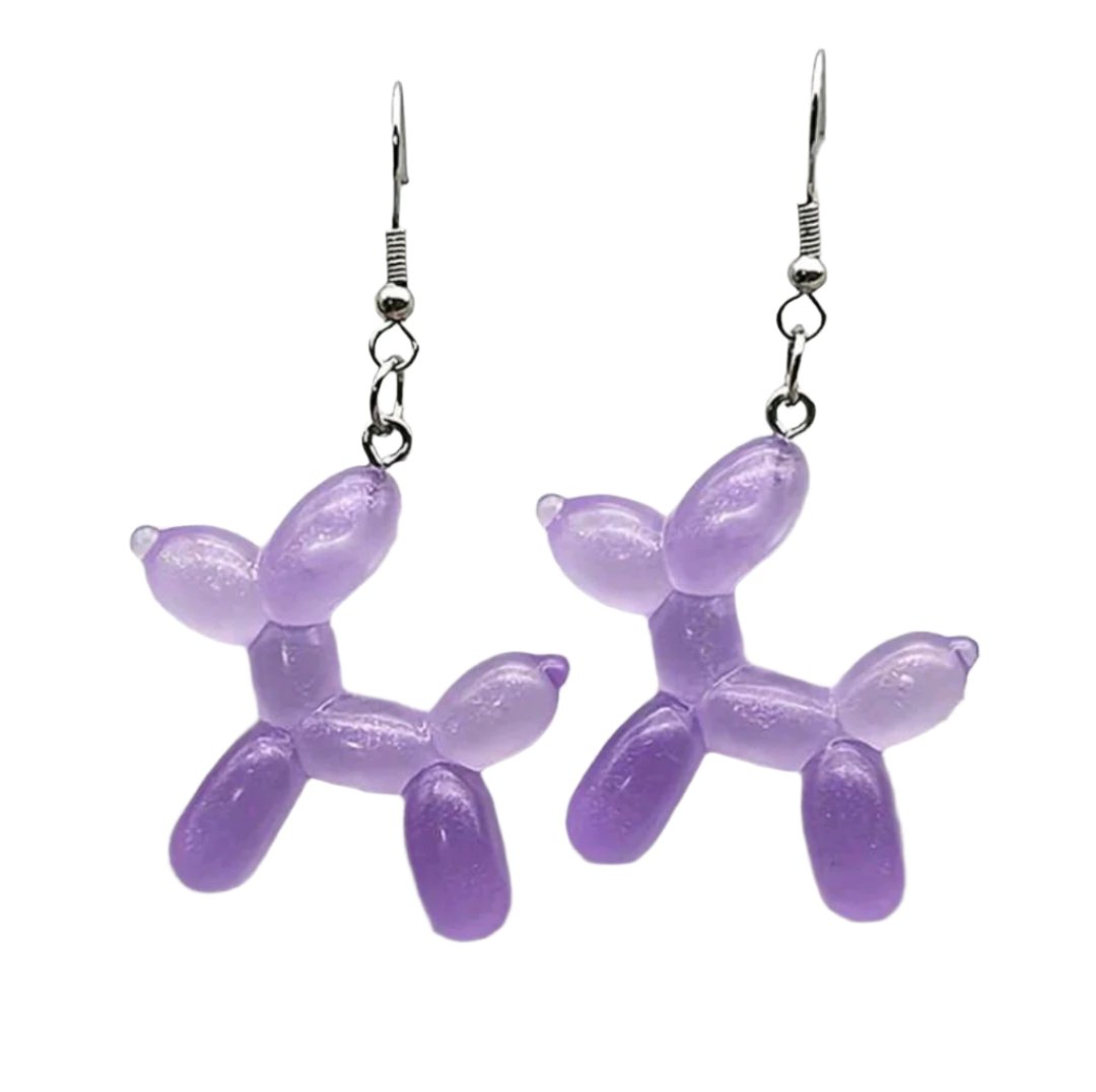 Balloon Dog Earrings-Purple