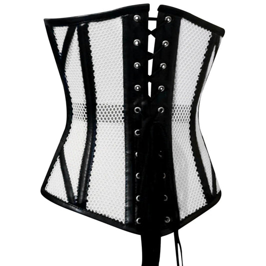 Steel Boned Fishnet Overbust Corset Gothic Waist Trainer