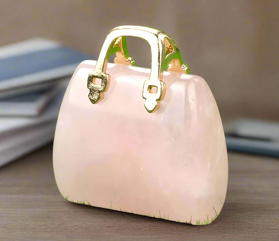 Natural Crystal Miniature Handbag-Rose Quartz