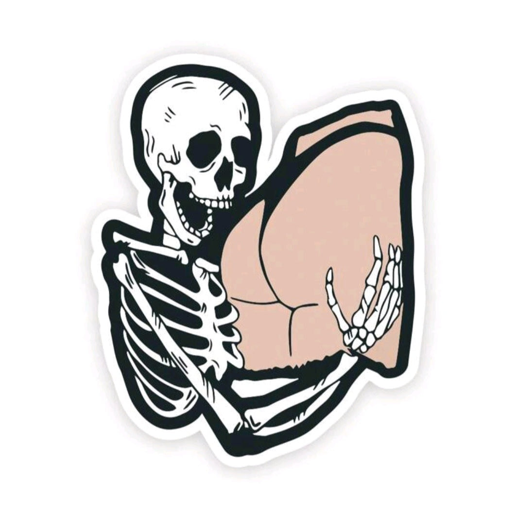Skeleton Biting Buttocks Sticker