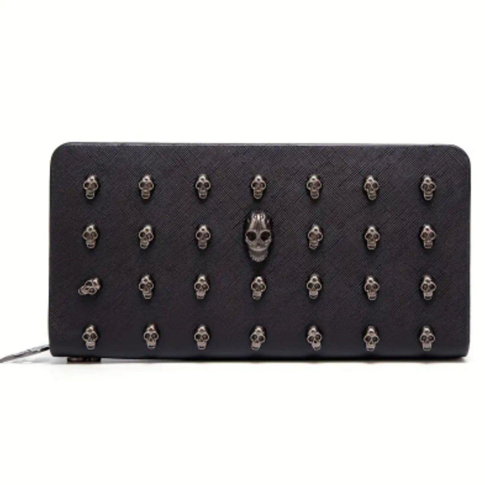 Black Faux Leather Skull Wallet