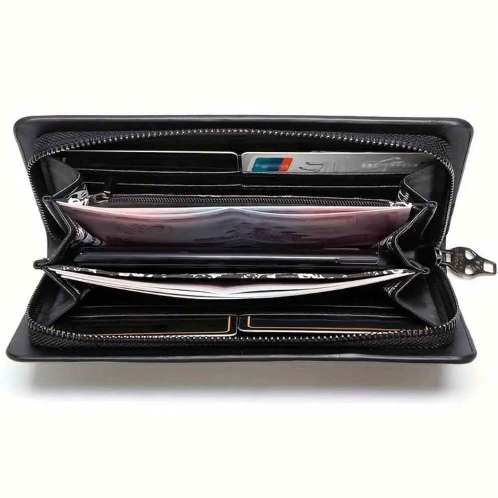 Black Faux Leather Skull Wallet